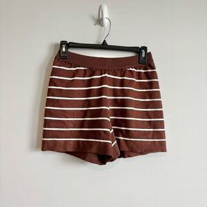 Striped Sweater‎ Sweat Shorts brown white size small